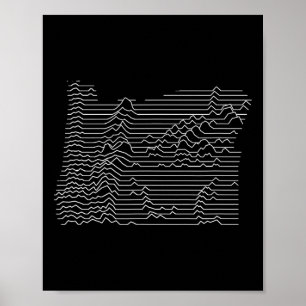 Póster Mapa topográfico de elevación de la cordillera de 