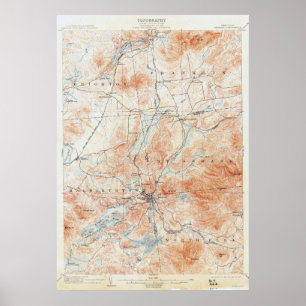 Póster Mapa topográfico de la época de Saranac New York