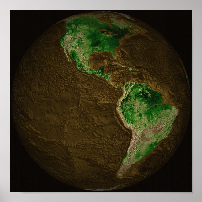 Póster Mapa topográfico de la Tierra (Frente)