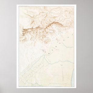 Póster Mapa topográfico de las ruinas de Tebas