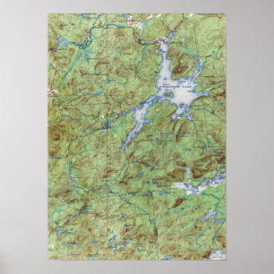 Póster Mapa topográfico de Nueva York del lago cranberry