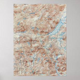 Póster Mapa topográfico de Nueva York del lago Piseco del
