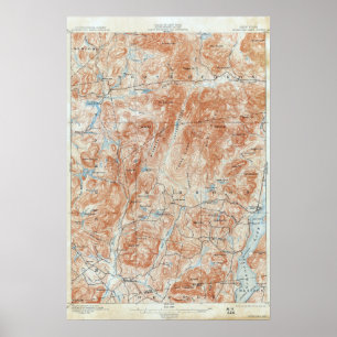 Póster Mapa topográfico de Nueva York del lago Schroon