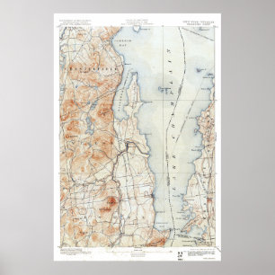 Póster Mapa topográfico de Vintage Willsboro New York