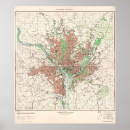 Póster Mapa topográfico de Washington, D.C. 1953