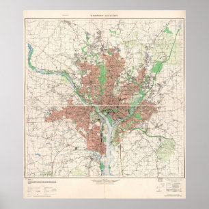 Póster Mapa topográfico de Washington, D.C. 1953