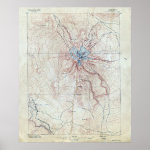 Póster Mapa Topográfico del Monte Shasta Vintage