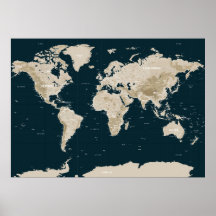 Mapa topográfico del mundo en Tan