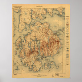 Póster Mapa topográfico del Parque Nacional Acadia 1922