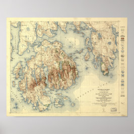 Póster Mapa topográfico del Parque Nacional Acadia 1931