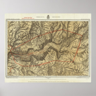 Póster Mapa topográfico del valle de Yosemite