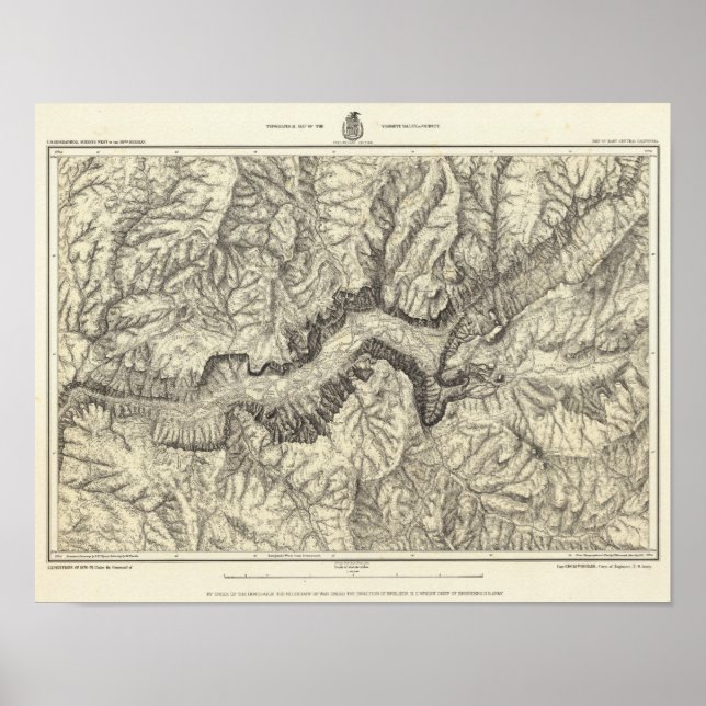 Póster Mapa Topográfico del Valle de Yosemite (Frente)