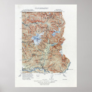 Póster Mapa Topográfico Vintage Monte Baker