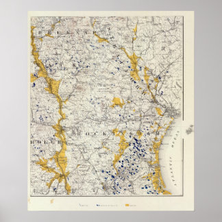 Póster Mapa topográfico y glaciar de New Hampshire