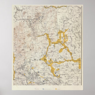 Póster Mapa topográfico y glaciar de New Hampshire 2