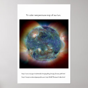 Póster Mapa tricolor de la temperatura de nuestro Sun.