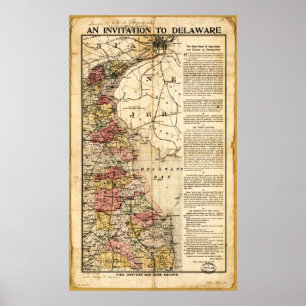 Póster Mapa "Una invitación a Delaware" (1903)
