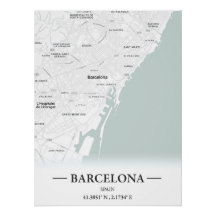 Mapa urbano de Barcelona, España