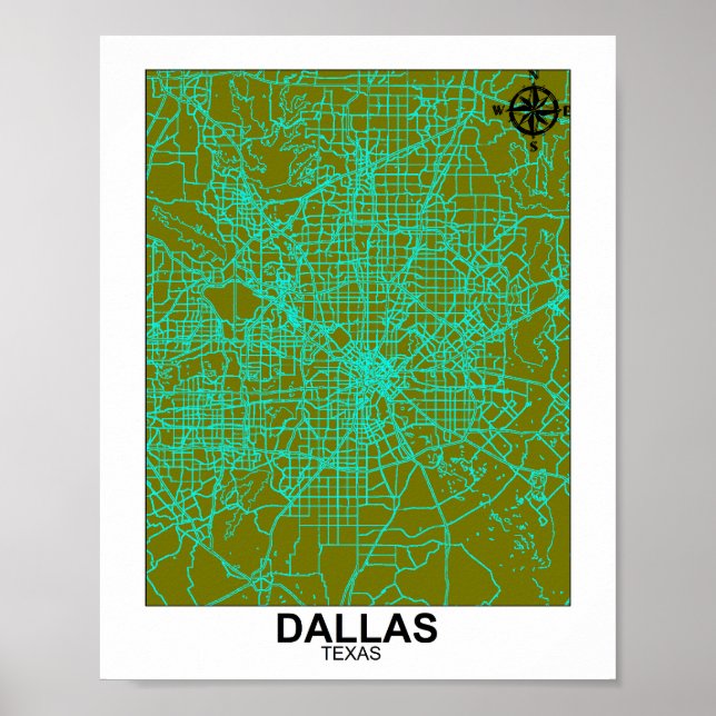 Póster Mapa urbano de Dallas (Frente)