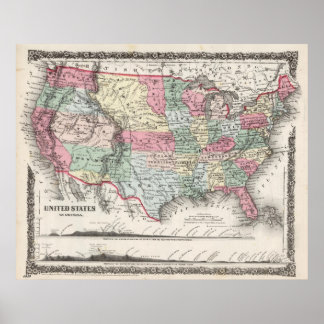 Póster Mapa USA 1859 (37"X30")Mapa USA 1859 37X30