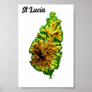 Póster Mapa verde del Poster de Santa Lucía