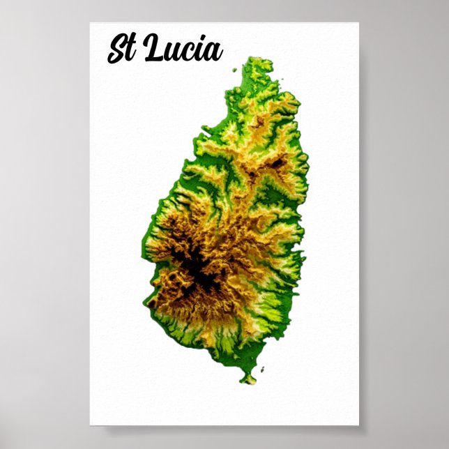 Póster Mapa verde del Poster de Santa Lucía (Frente)