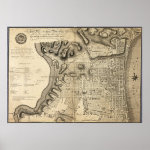 Póster Mapa viejo de Philadelphia Pennsylvania a partir