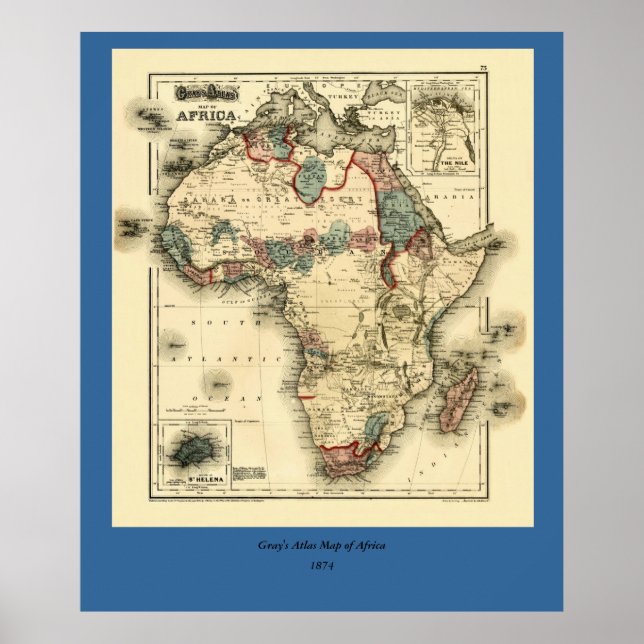 Póster Mapa viintage de África antigua de 1874 (Frente)