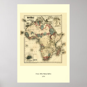 Póster Mapa viintage de África antigua de 1874