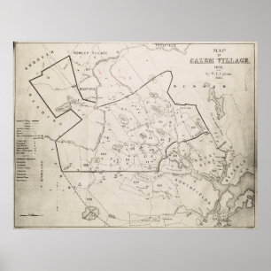 Póster Mapa vintage de 1692 de la aldea de las MAMÁES Sal