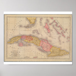 Póster Mapa vintage de afiches de Cuba