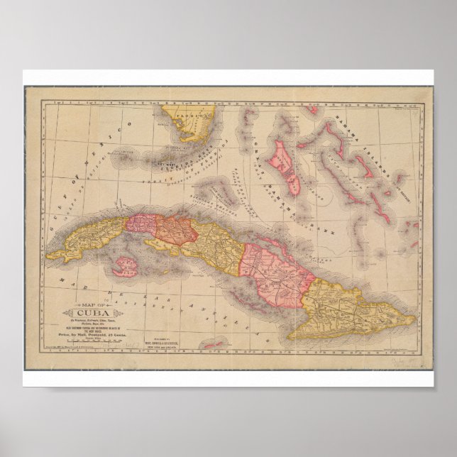 Póster Mapa vintage de afiches de Cuba (Frente)