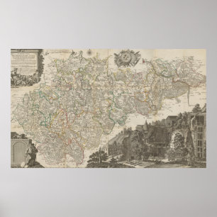 Póster Mapa vintage de Alemania de 1757, Alemania históri