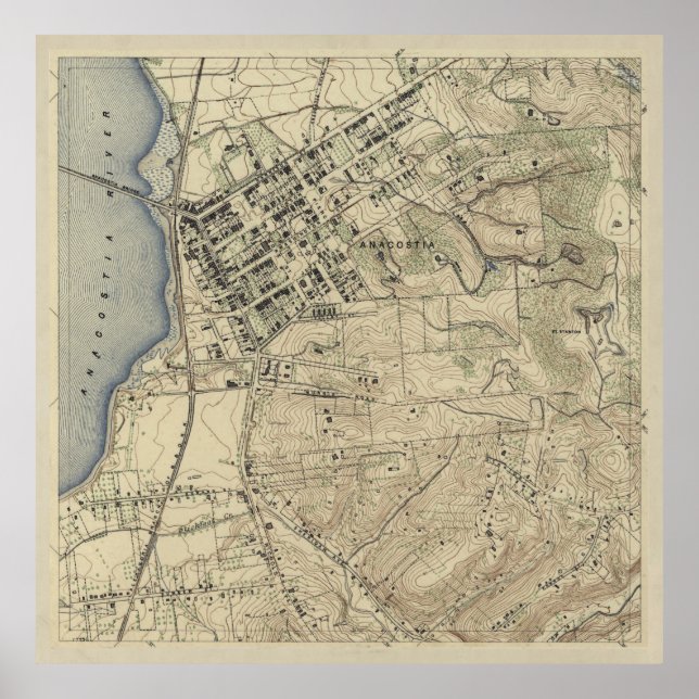 Póster Mapa Vintage de Anacostia DC (1892) (Frente)