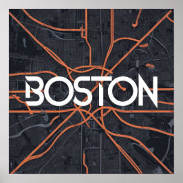 Póster Mapa vintage de Boston Massachusetts, Boston Mamá 