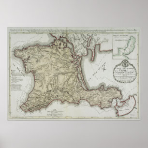 Póster Mapa vintage de Crimea, Ucrania, región de Sebasto