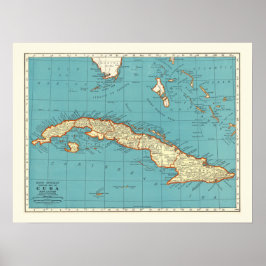 Póster Mapa vintage de Cuba 18x24