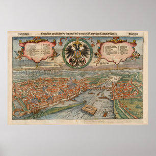 Póster Mapa Vintage de Frankfurt Alemania (1560)