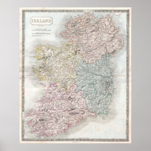 Póster Mapa vintage de Irlanda