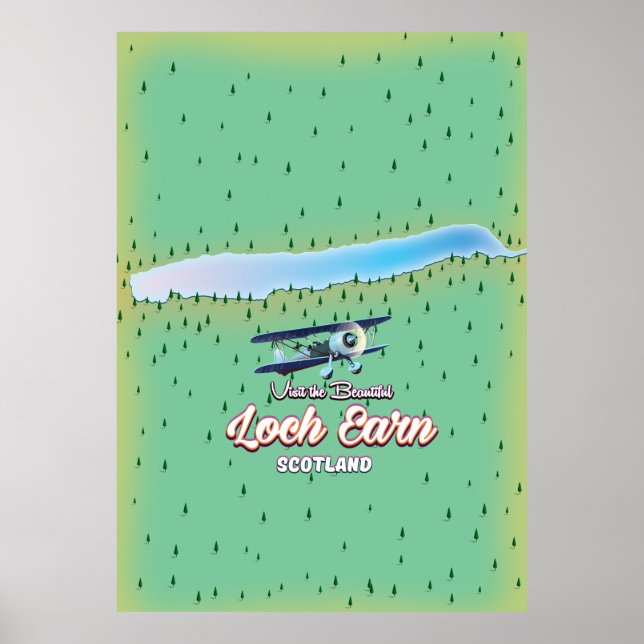 Póster Mapa vintage de Loch Earnmap Scotland (Frente)