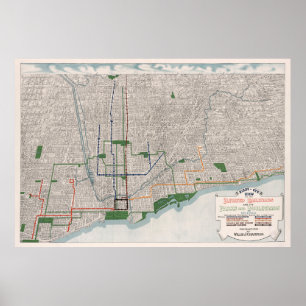 Póster Mapa Vintage de los ferrocarriles elevados de Chic