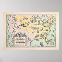 Póster Mapa Vintage de USA 1831