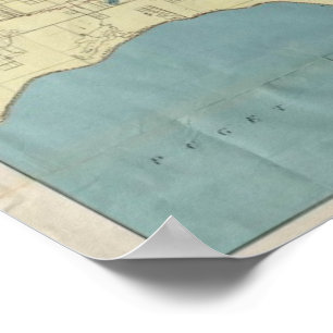 Póster Mapa vintage del Puerto de Seattle c. 1918