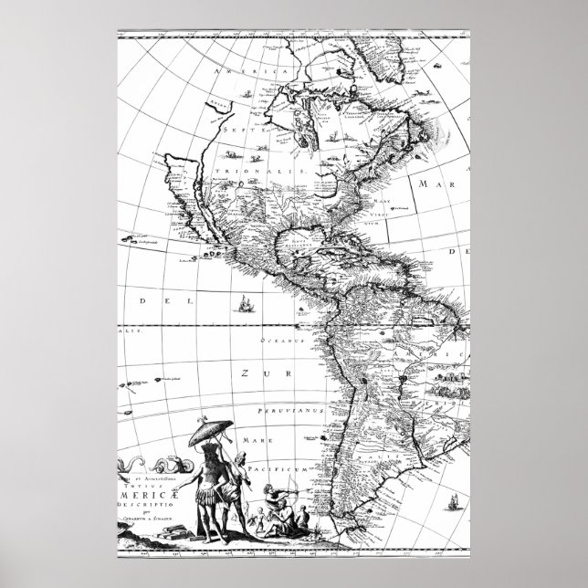 Póster mapa vintage norteamérica (Frente)