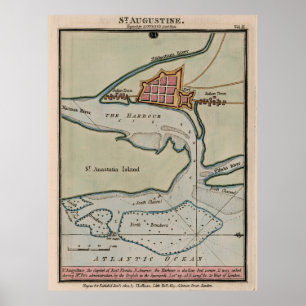 Póster Mapa Vintage St Augustine FL (1802)