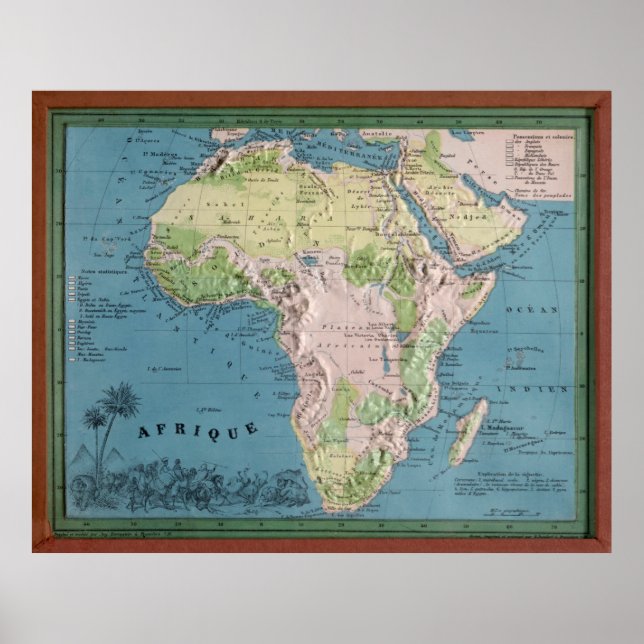 Póster Mapa vitícola de África (1865) Continente africano (Frente)