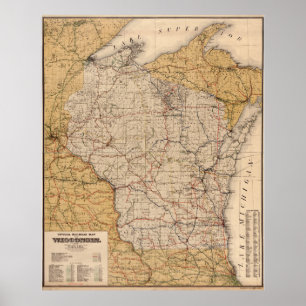 Póster Mapa vitícola de Wisconsin (1900)