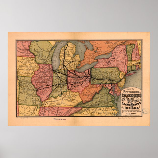 Póster Mapa vitícola del valle del río Ohio (1874) (Frente)