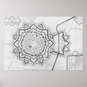 Póster Mapa y fortificaciones de Neuf-Brisach