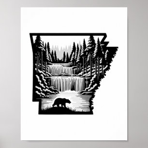 Póster Mapa y paisaje de Arkansas 